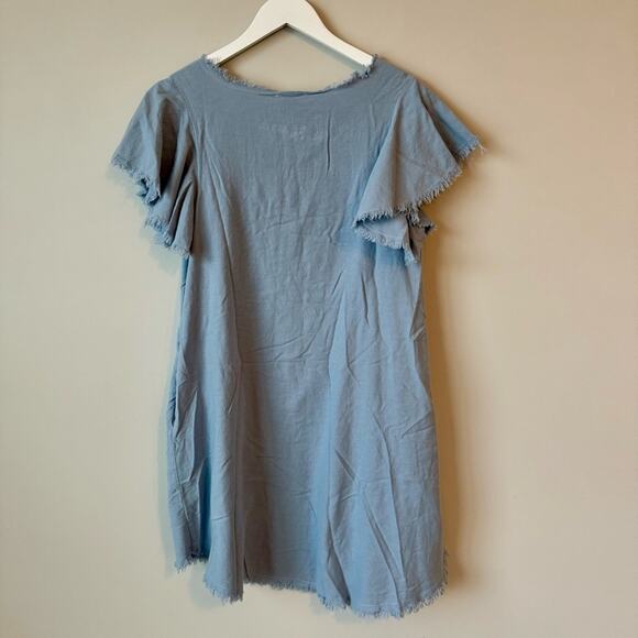 Umgee | Lightweight Chambray Flutter Sleeve Dress - Picture 5 of 6